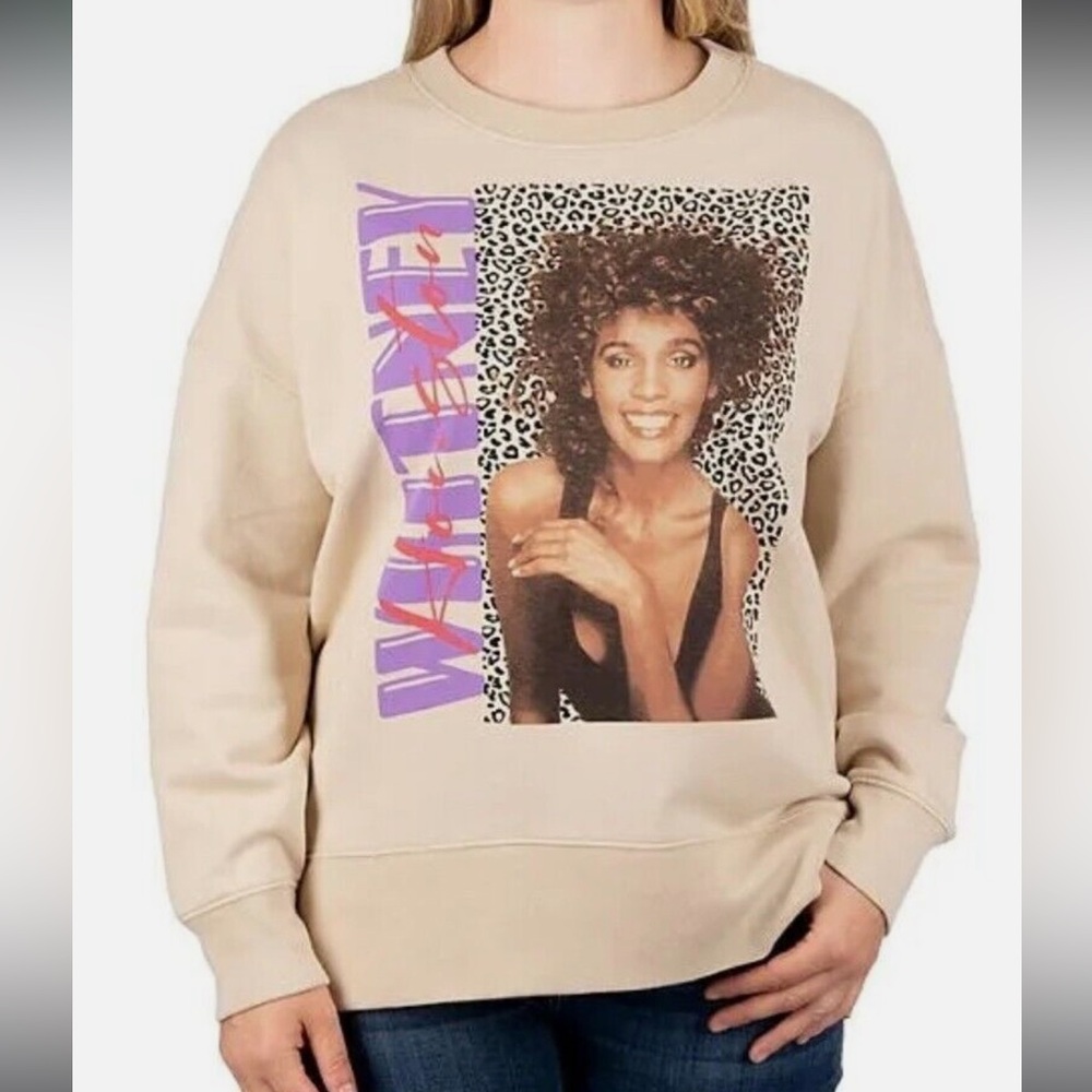 NEW Whitney Houston Licensed Ladies Band Graphic Sweatshirt Oversized